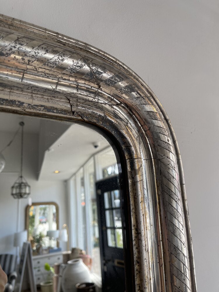 Antique Antique Louise Philippe Silver-Framed Mirror