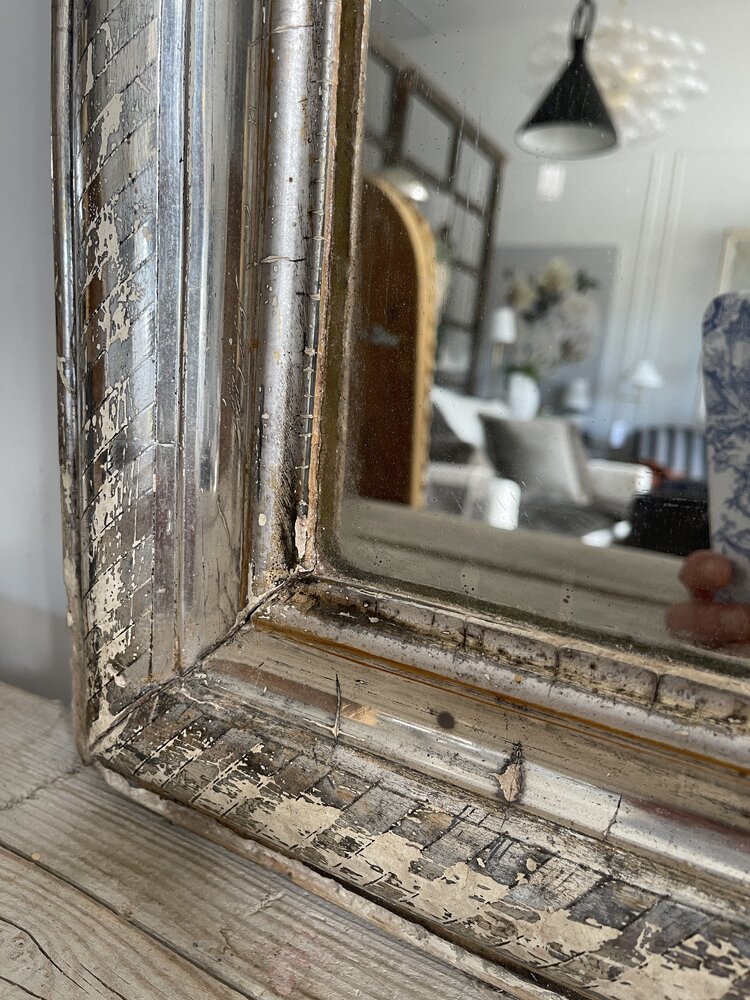 Antique Antique Louise Philippe Silver-Framed Mirror