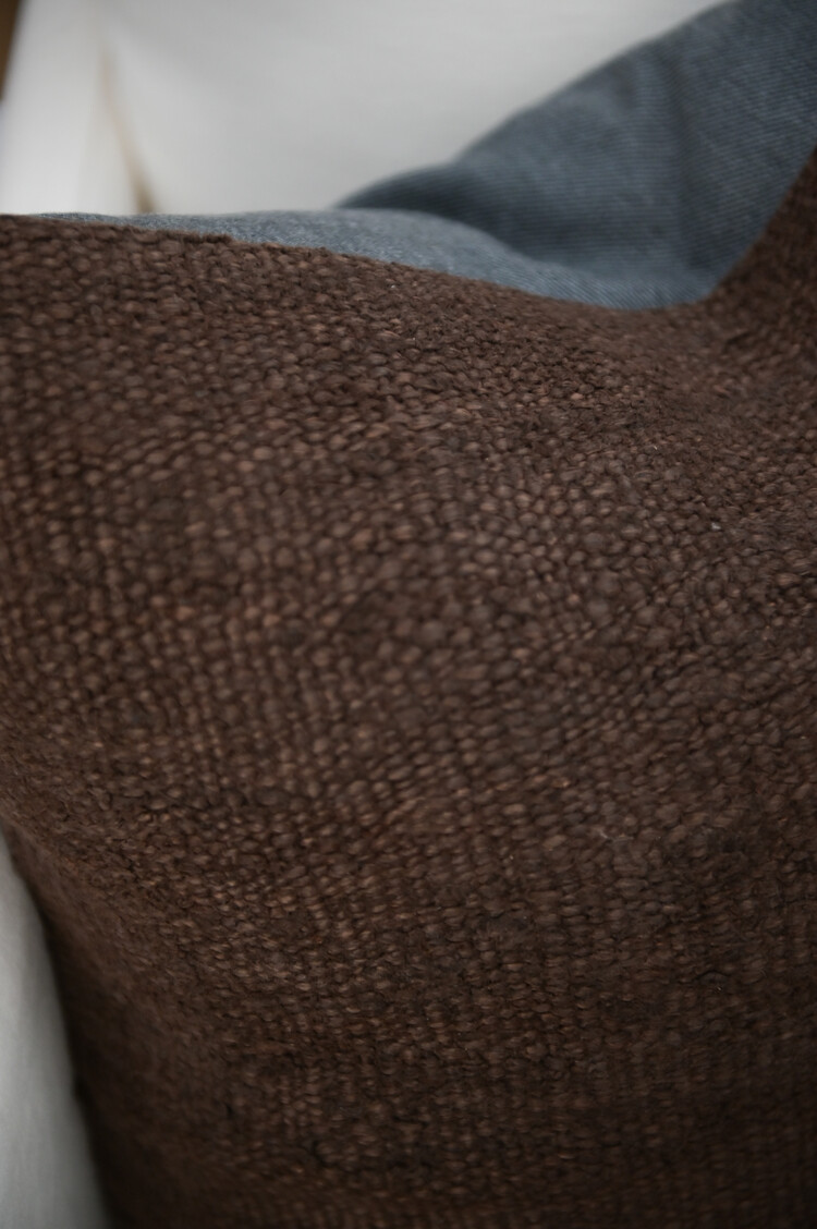 Vintage Turkish Cushion - Chocolate Brown