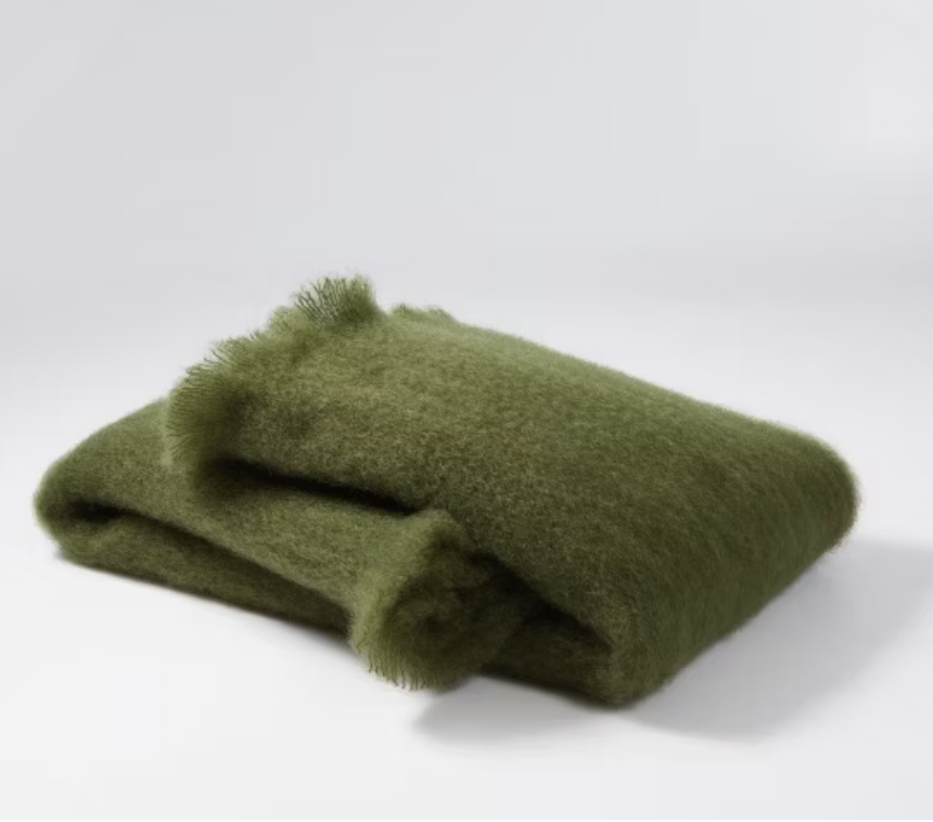Mohair Throw Blanket 446 Dark Green Gild Co