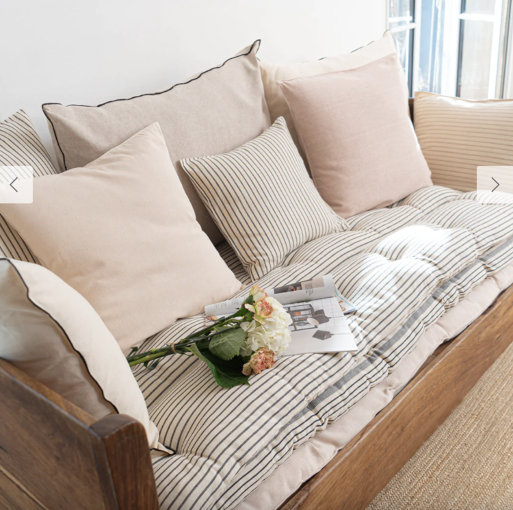 Overlay Mattress with Removable Cover in Black & White Stripe