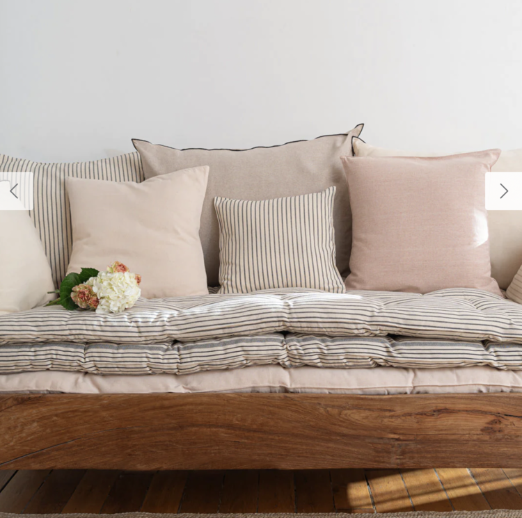 Overlay Mattress with Removable Cover in Black & White Stripe