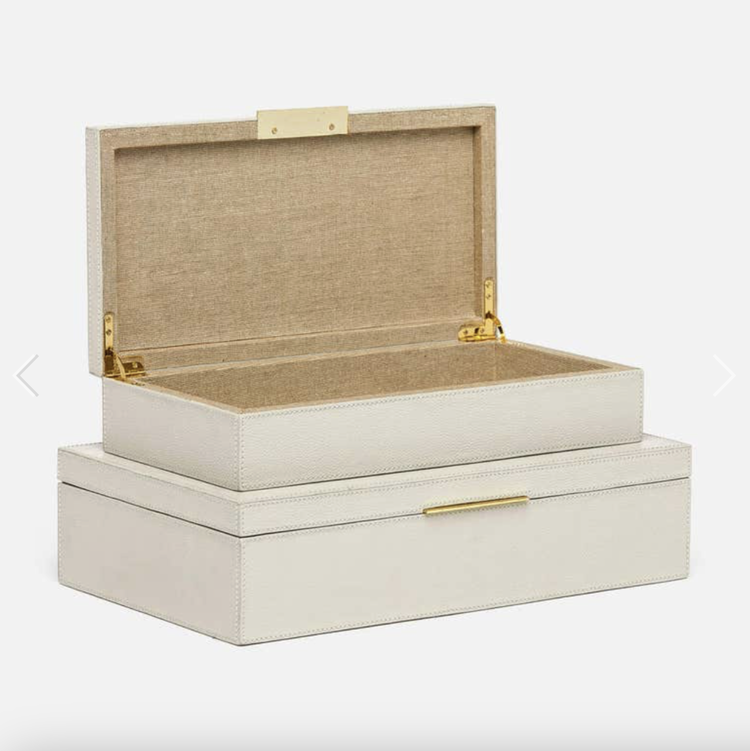 Ralston Box in Light Grey Full-Grain Leather