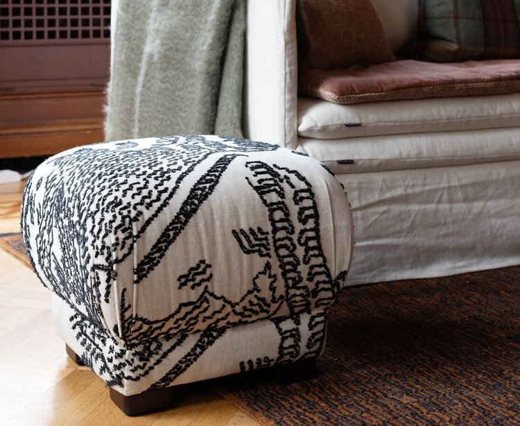 Mushroom Ottoman in Dedar Tiger Mountain