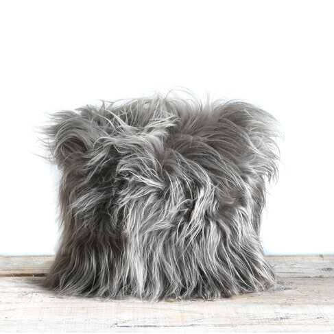 Icelandic Sheepskin cushion Mineral grey