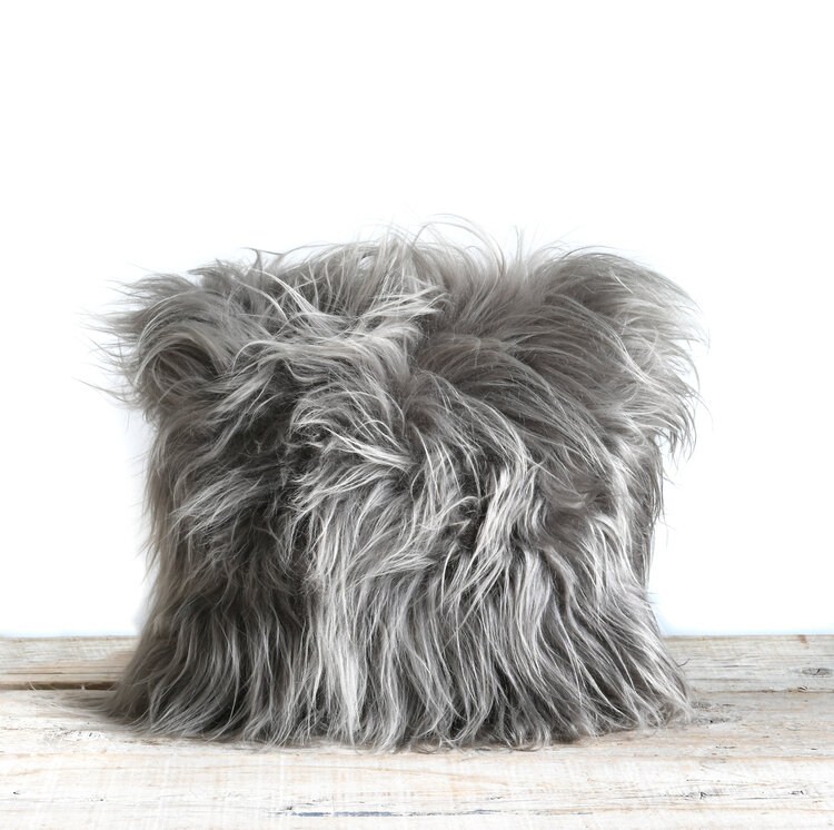 Icelandic Sheepskin Cushion in Mineral