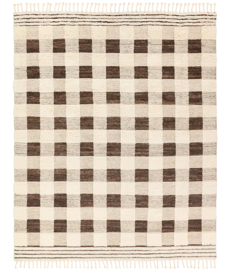 Soho Hand-Knotted Wool Rug in Coffee & Cream