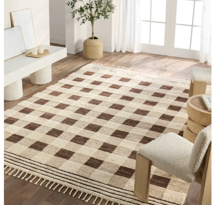 Soho Hand-Knotted Wool Rug in Coffee & Cream