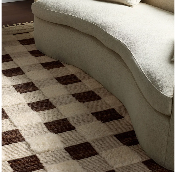 Soho Hand-Knotted Wool Rug in Coffee & Cream