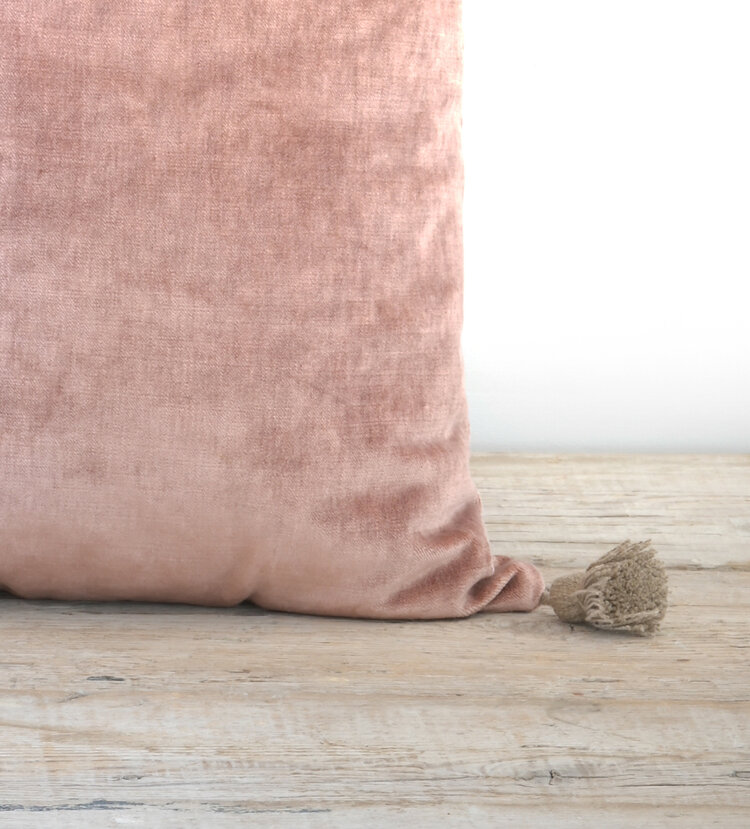 Bérengère Leroy Tsar Velvet Lumbar Cushion in Nude