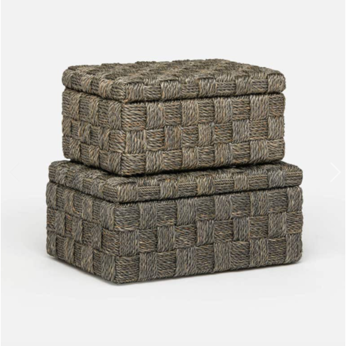 Lilou Box in Pewter Lattice Abaca