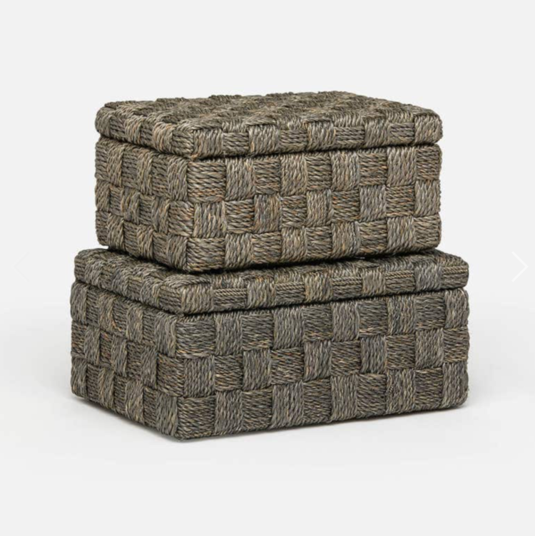 Pigeon & Poodle Lilou Box in Pewter Lattice Abaca