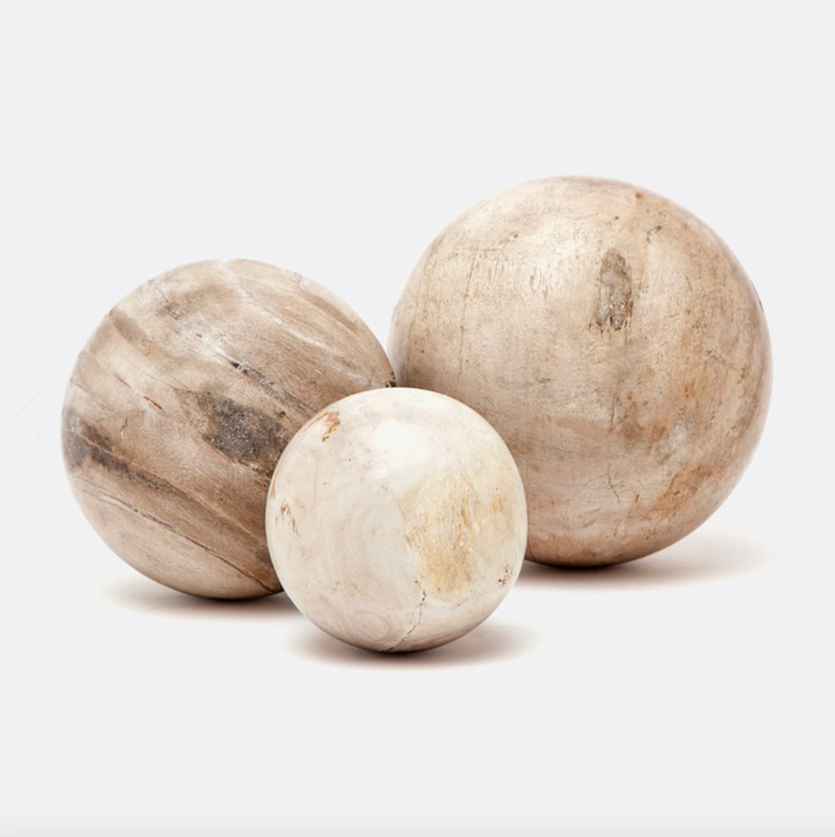 Bram Wooden Accent Sphere in Light Petrified Wood