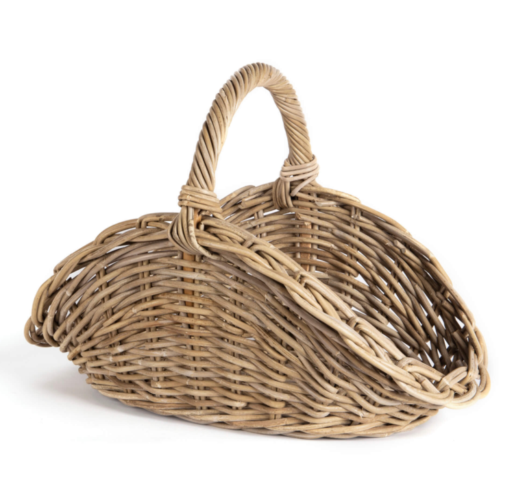 Oval Grey Rattan Gathering Basket