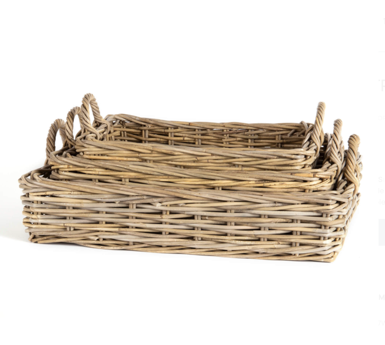 Rectangular Grey Rattan Tray, Small