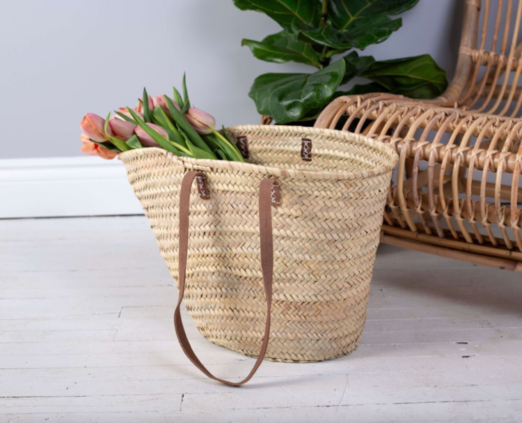 Market Basket with Leather Handle