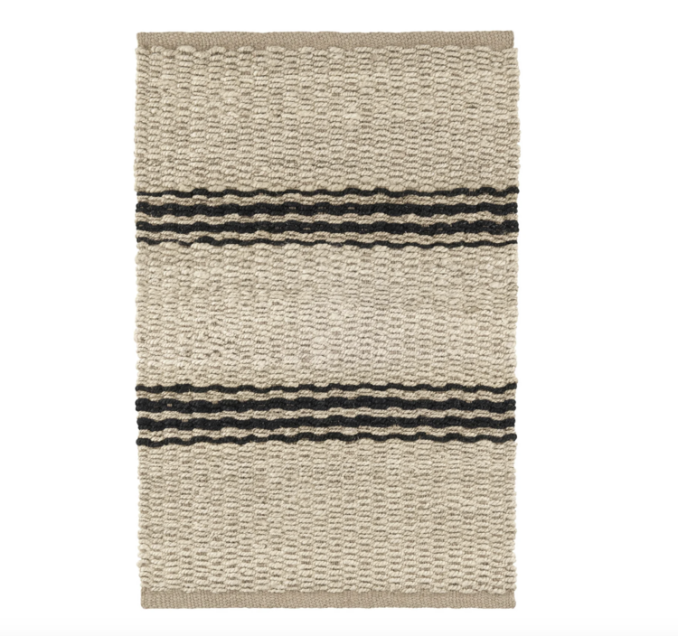 Jute Woven Rug in Ticking Stripes - Indigo or Black