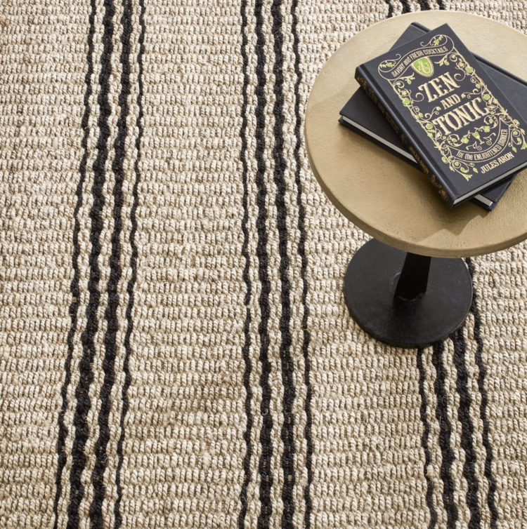 Jute Woven Rug in Ticking Stripes - Indigo or Black