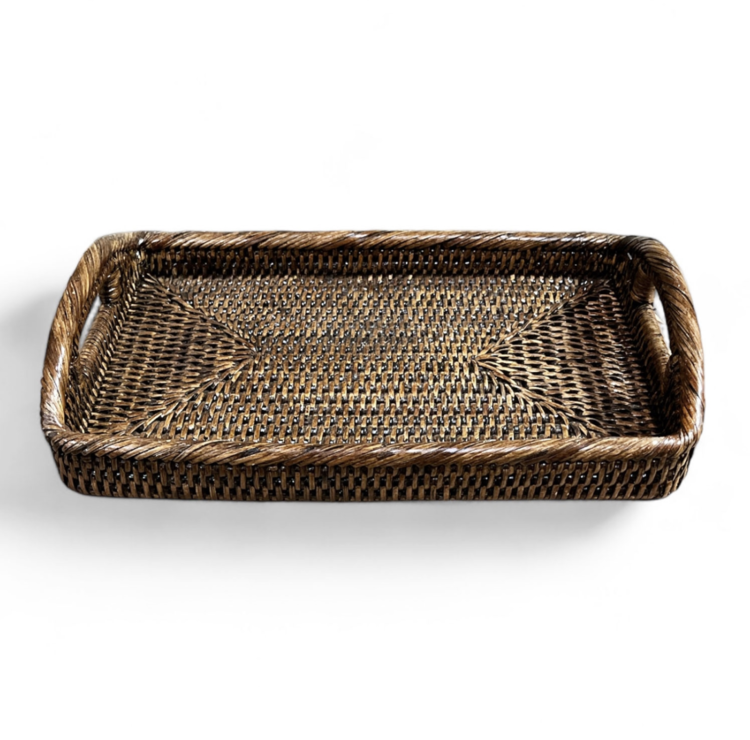 Small Rectangle Morning Tray - Natural Rattan
