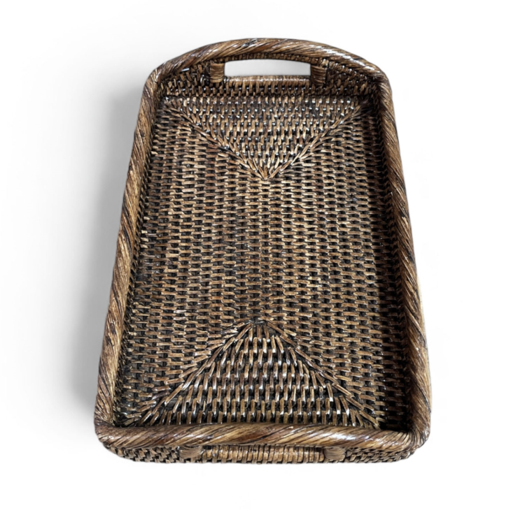 Small Rectangle Morning Tray - Natural Rattan