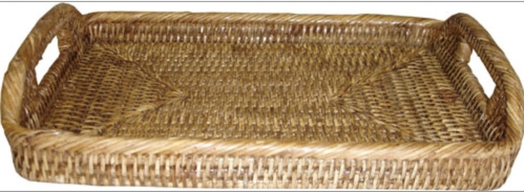 Small Rectangle Morning Tray - Natural Rattan
