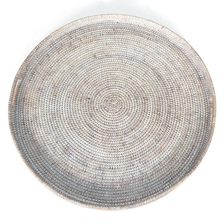 Round Rattan Tray with Handles 20”