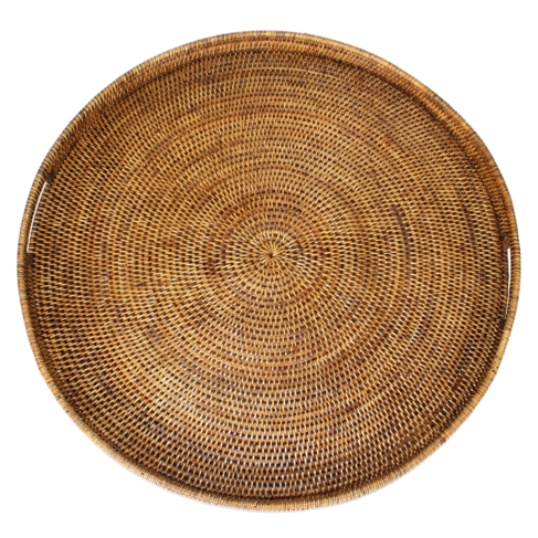 Matahari Home Round Rattan Tray