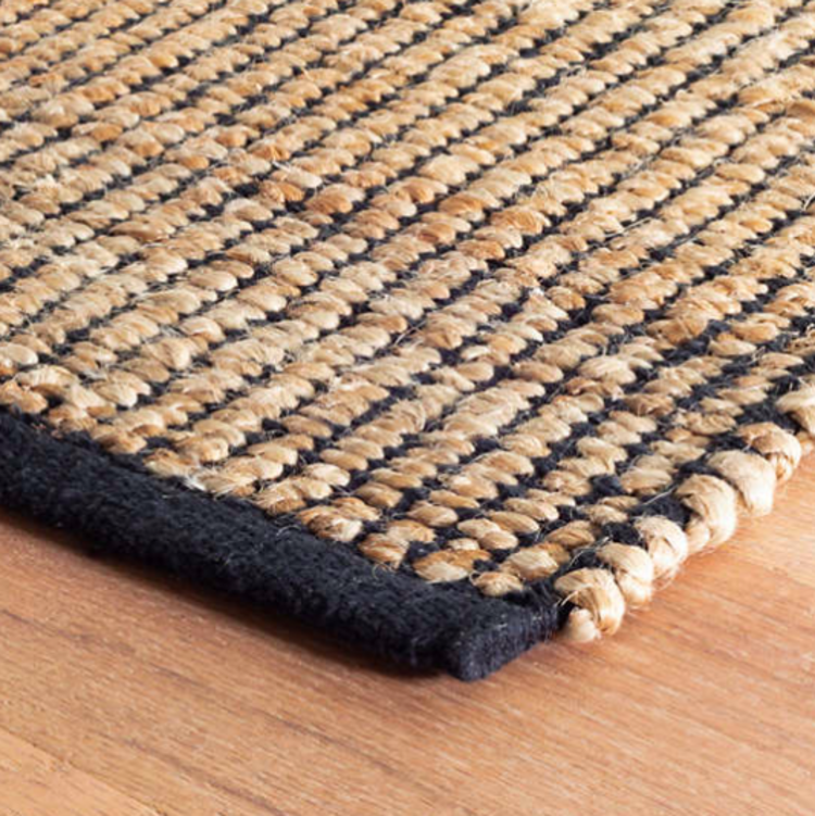 Gridwork Black Woven Jute Rug - Black or Ivory