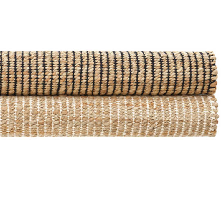 Gridwork Black Woven Jute Rug - Black or Ivory