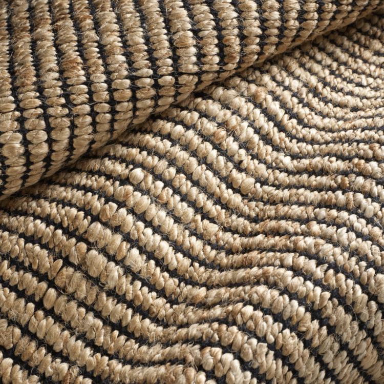 Gridwork Black Woven Jute Rug - Black or Ivory