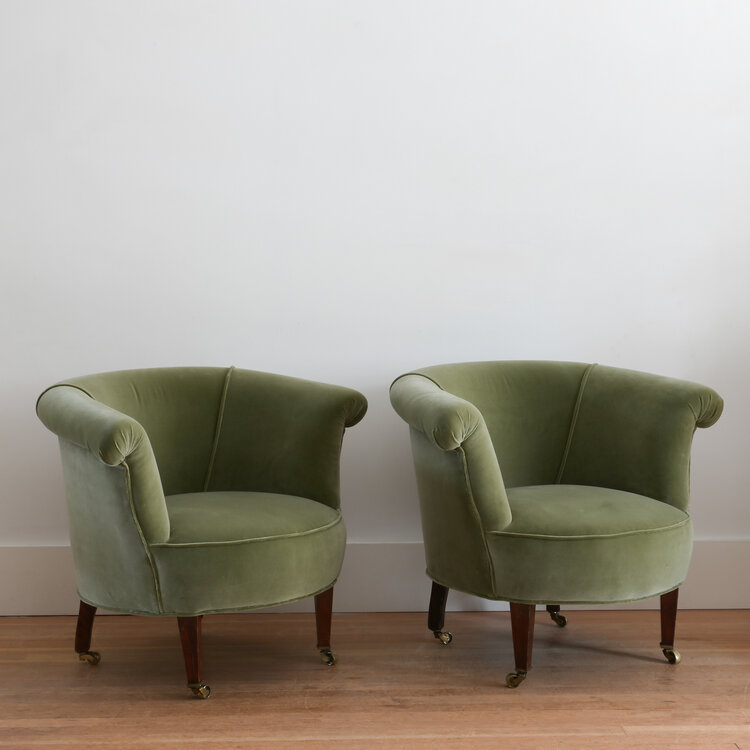 Antique French Art Deco Chairs, Pair