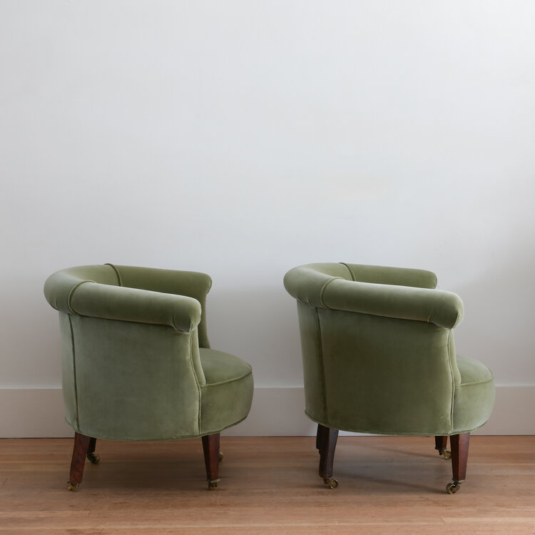 Antique French Art Deco Chairs, Pair