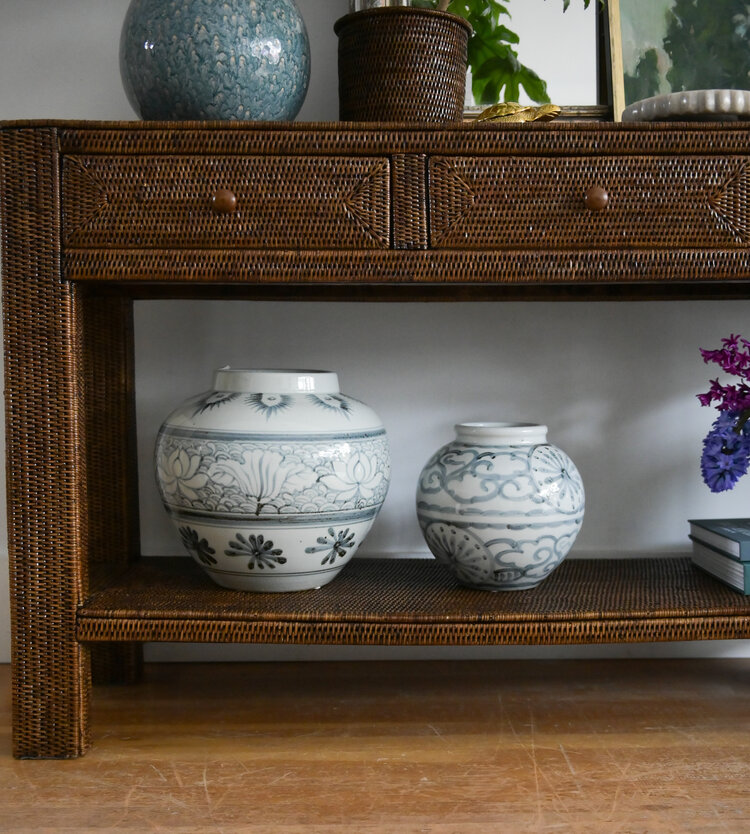 Rattan Console with Drawers