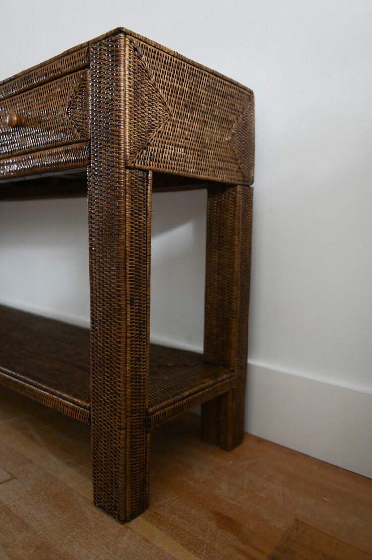 Rattan Console Table with Drawers