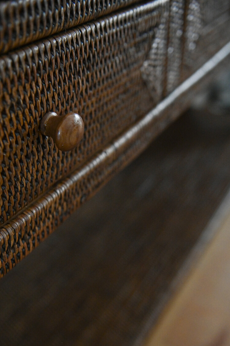 Rattan Console Table with Drawers