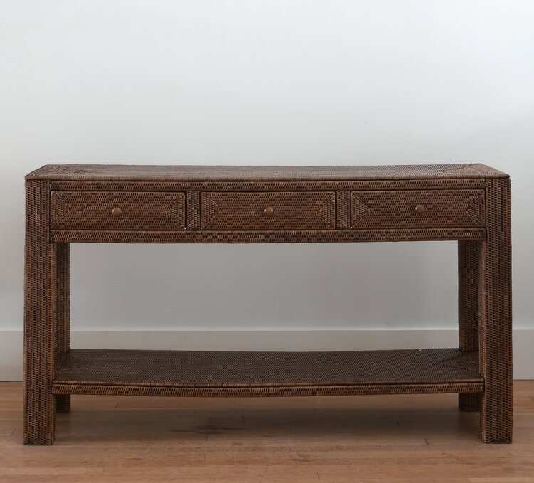 Rattan Console Table with Drawers