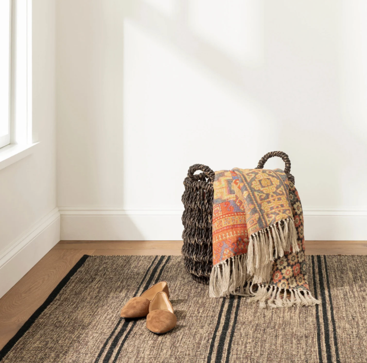 Dash&Albert Malta Natural Woven Wool Rug - black or camel