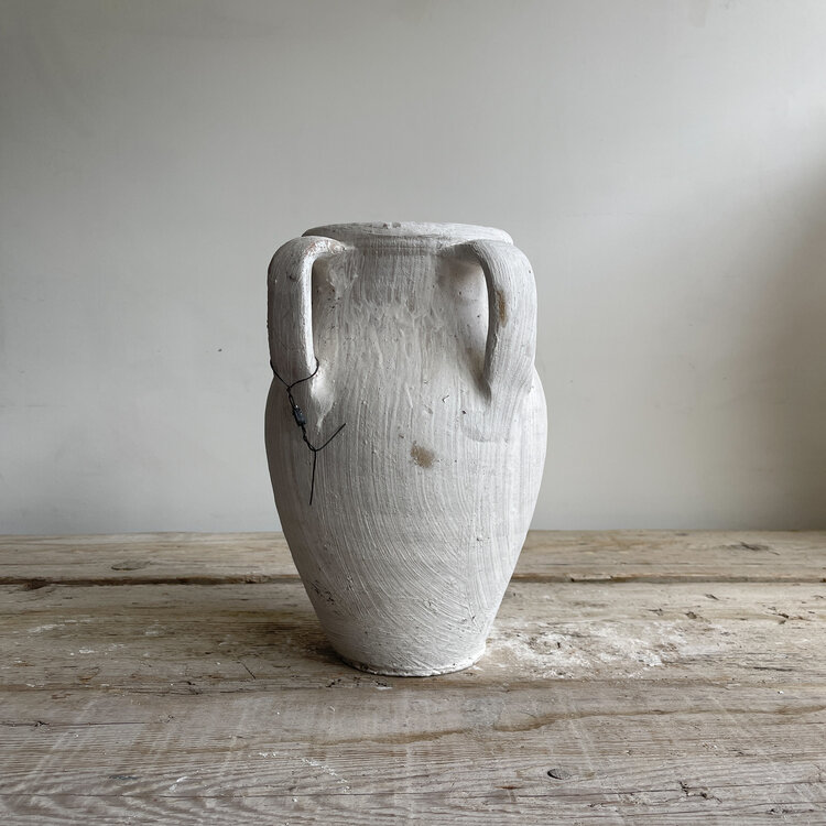 Antique Antique White-Wash Olive Pot Small