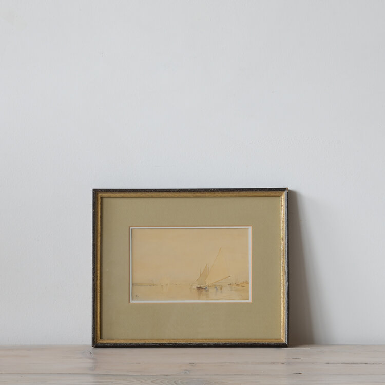 Vintage Vintage Seascape Watercolour Painting