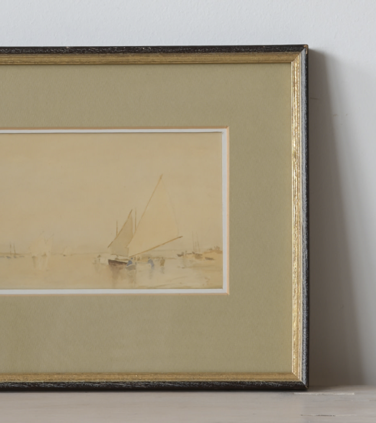 Vintage Vintage Seascape Watercolour Painting