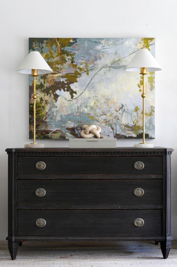 Black 3 drawer Gustavian Chest of Drawers (SOLD)