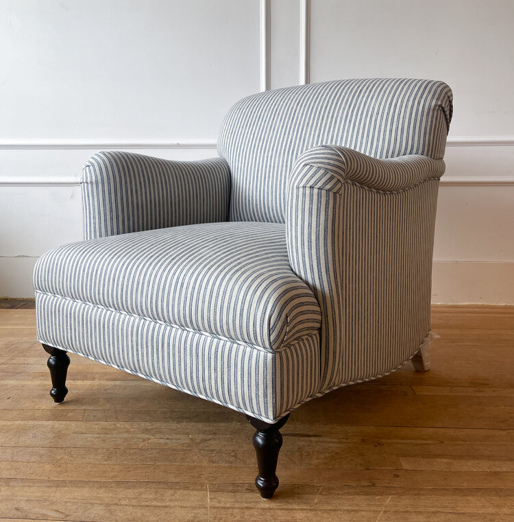 Cotswolds Chair in Colefax & Fowler Linen Ticking Stripe