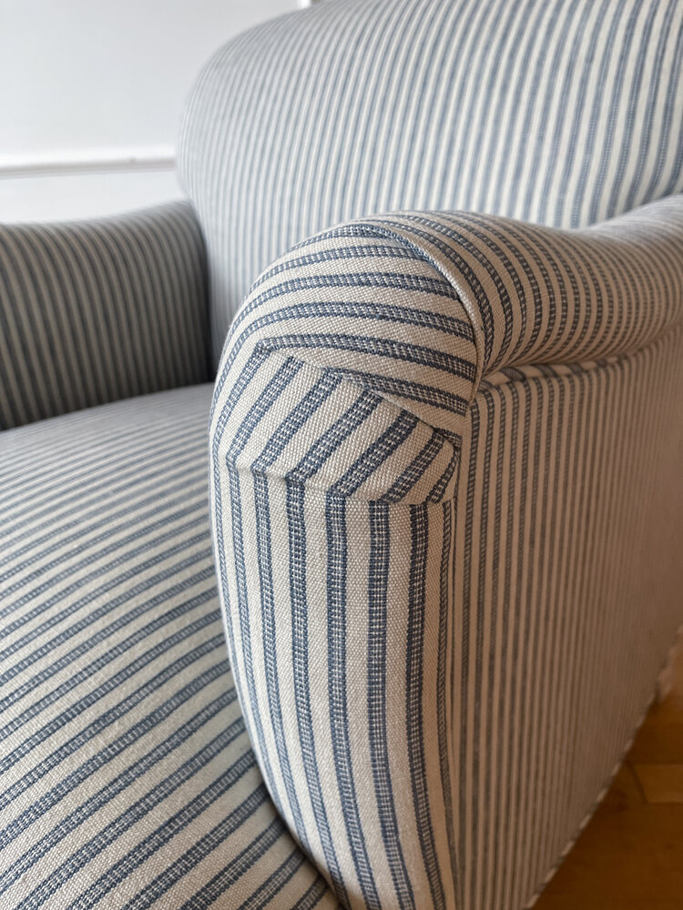 Cotswolds Chair in Colefax & Fowler Linen Ticking Stripe