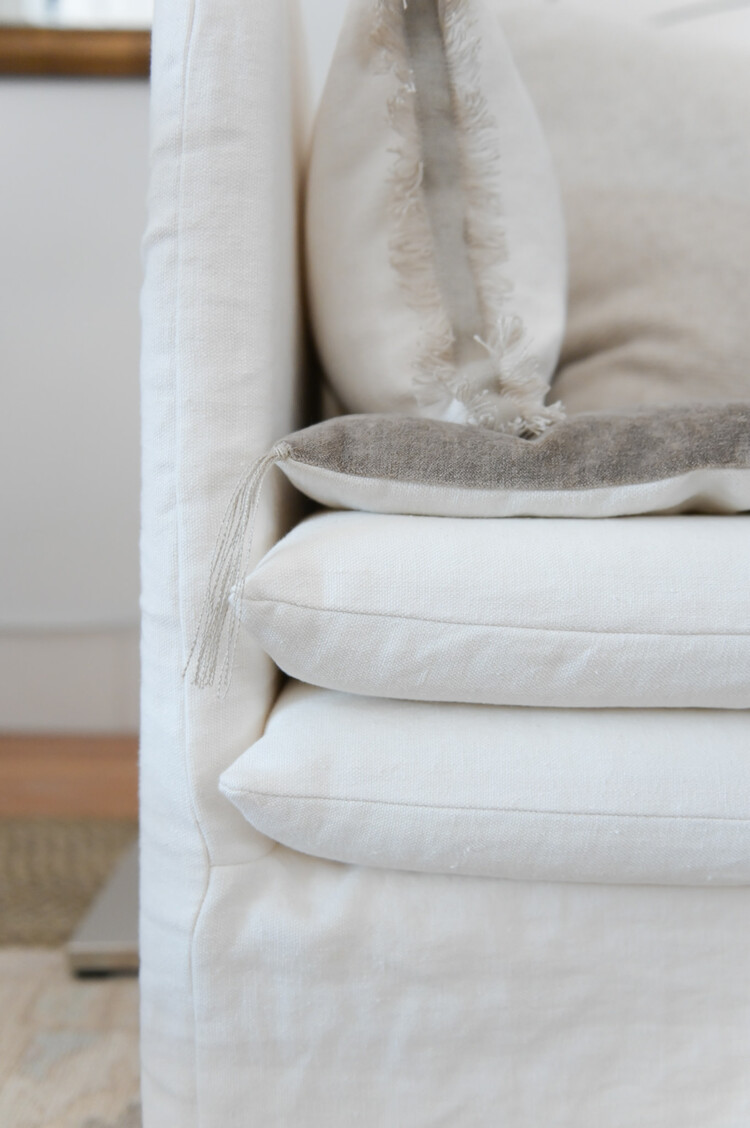 Capri Linen Cushion in Chalk by Bérengère Leroy