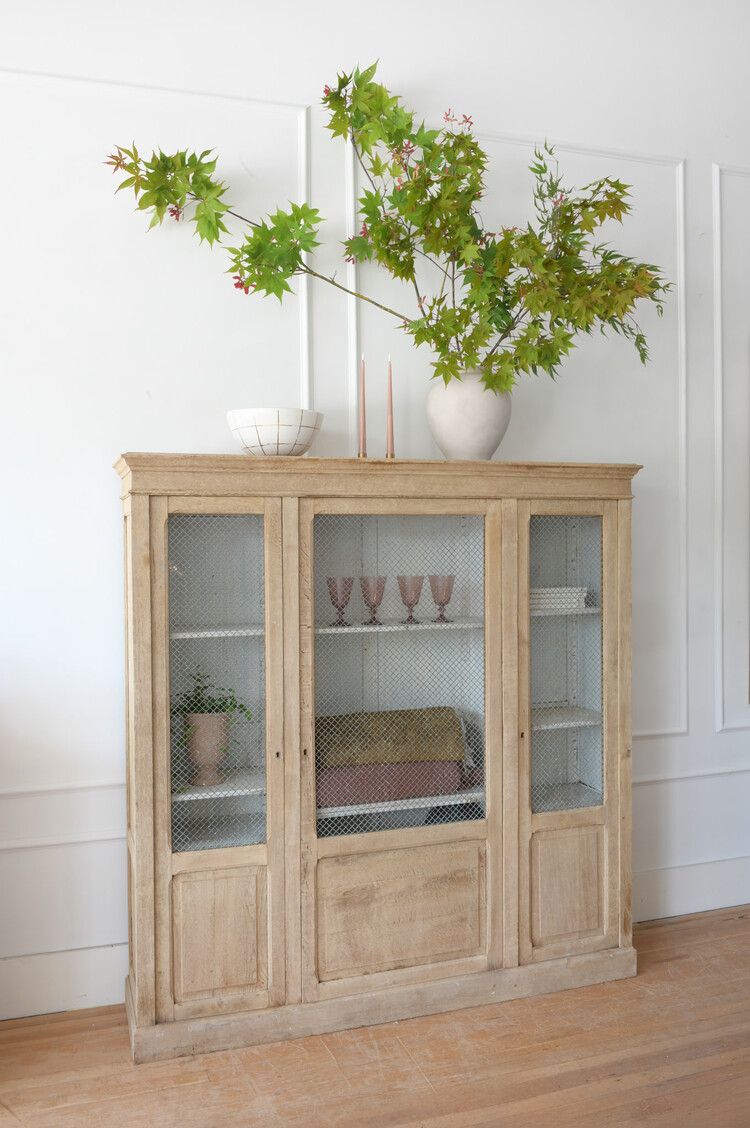 Antique Antique French Cabinet with Wire Mesh Doors
