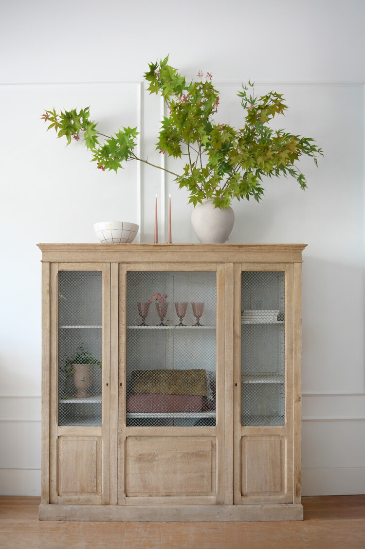 Antique Antique French Cabinet with Wire Mesh Doors