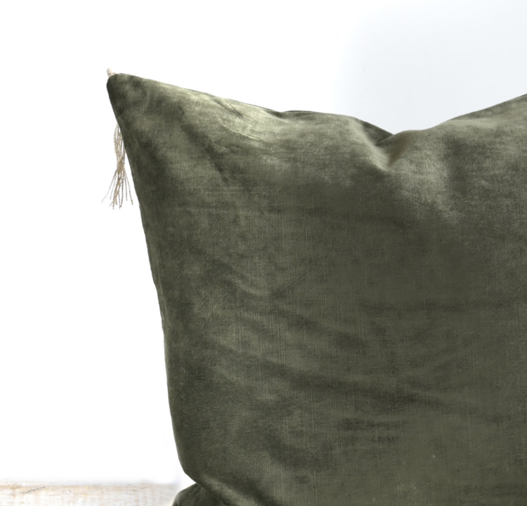 Bérengère Leroy Tsar Velvet Cushion in Kaki