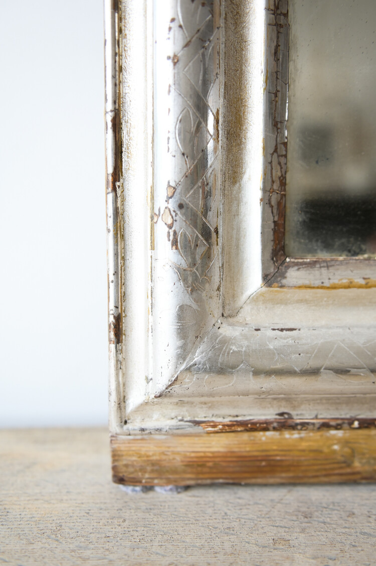 Antique Louis Philippe Tall Silver Leaf Mirror