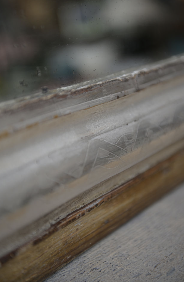 Antique Louise Philippe Tall Silver Leaf Mirror