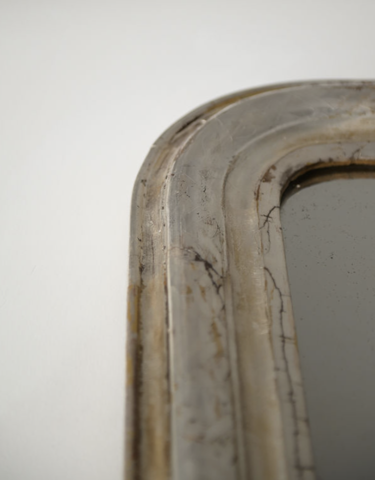 Antique Louis Philippe Tall Silver Leaf Mirror